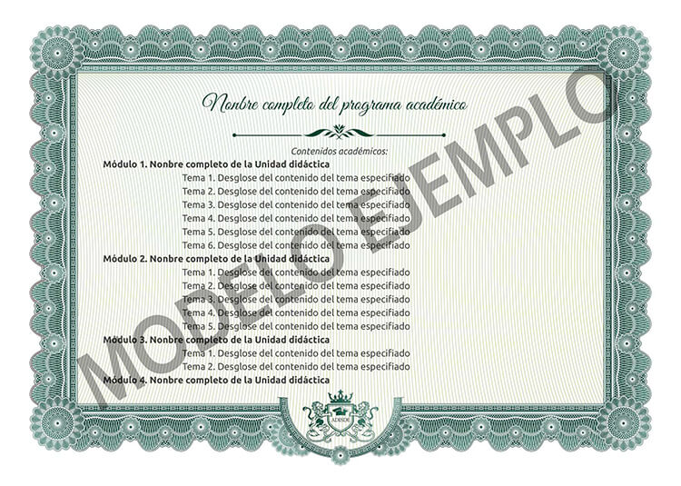 Modelo del diploma trasero ADISDE