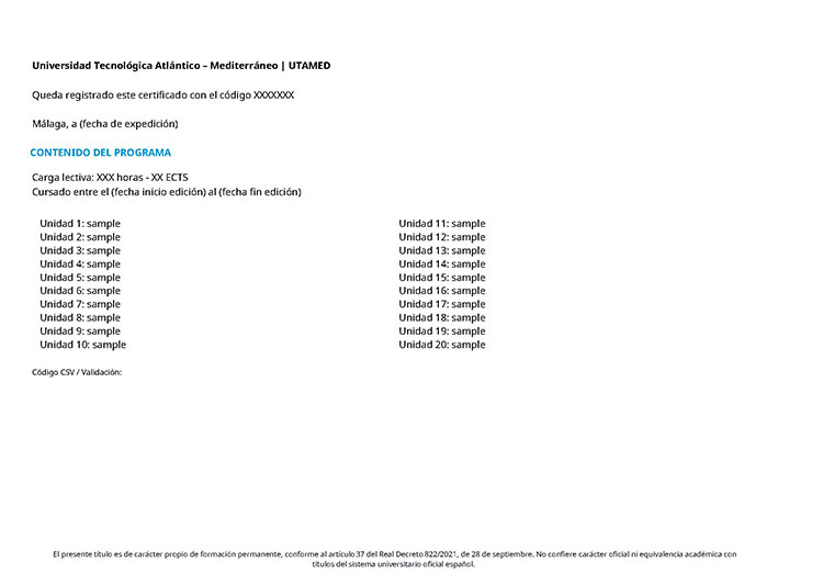 Diploma Universidad Tecnológica Atlántico Mediterráneo